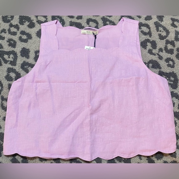 Abercrombie Premium Linen Scallop Hem Top - Picture 3 of 6